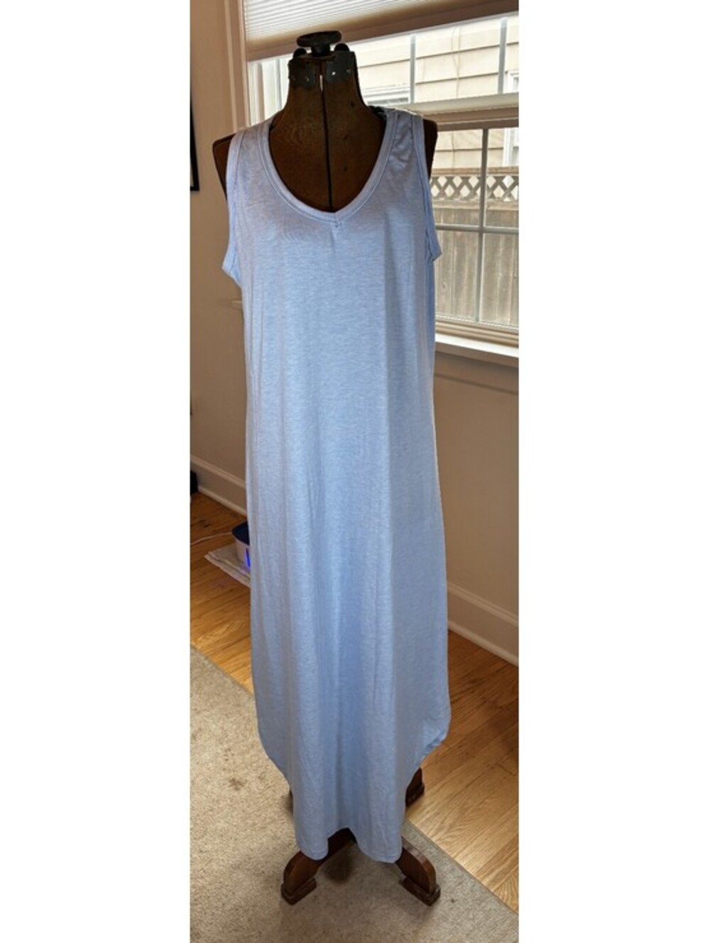 SHEIN Women’s XL Light Blue Sleeveless V-Neck Maxi Dress Stretch (197)